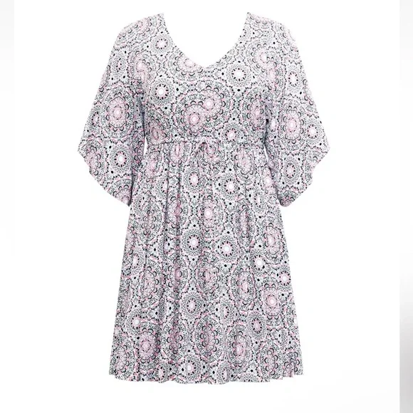 ⬇️Torrid Soft Pink and White Mandala Print Challis Dress - Picture 3 of 5